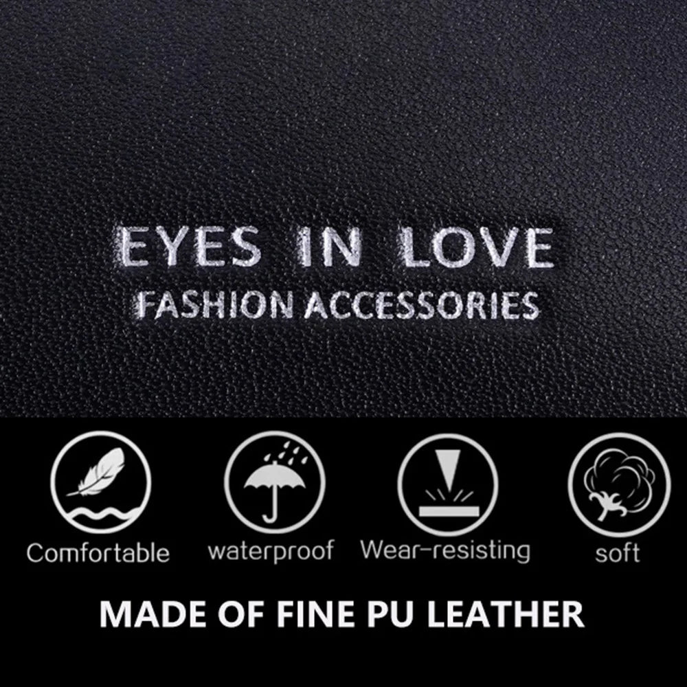 FFY FY6024-23 PU Leather Women Casual Folding Short Wallet Cards Cash Holder Coin Purse - Black - 4