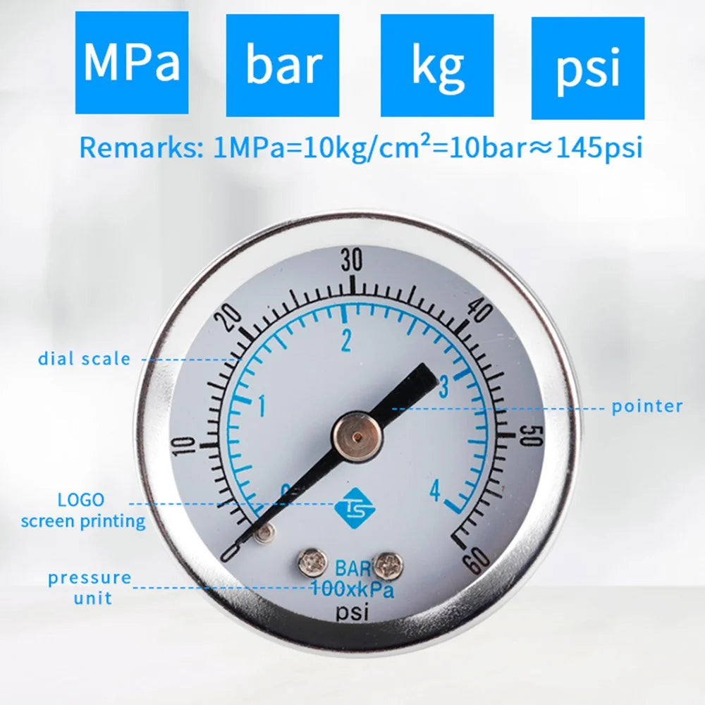 TS-Z51 Dual Scale Economic Pressure Gauge Water Pressure Gauge Stainless Steel 1 / 8'' NPT Lower Mount - 6