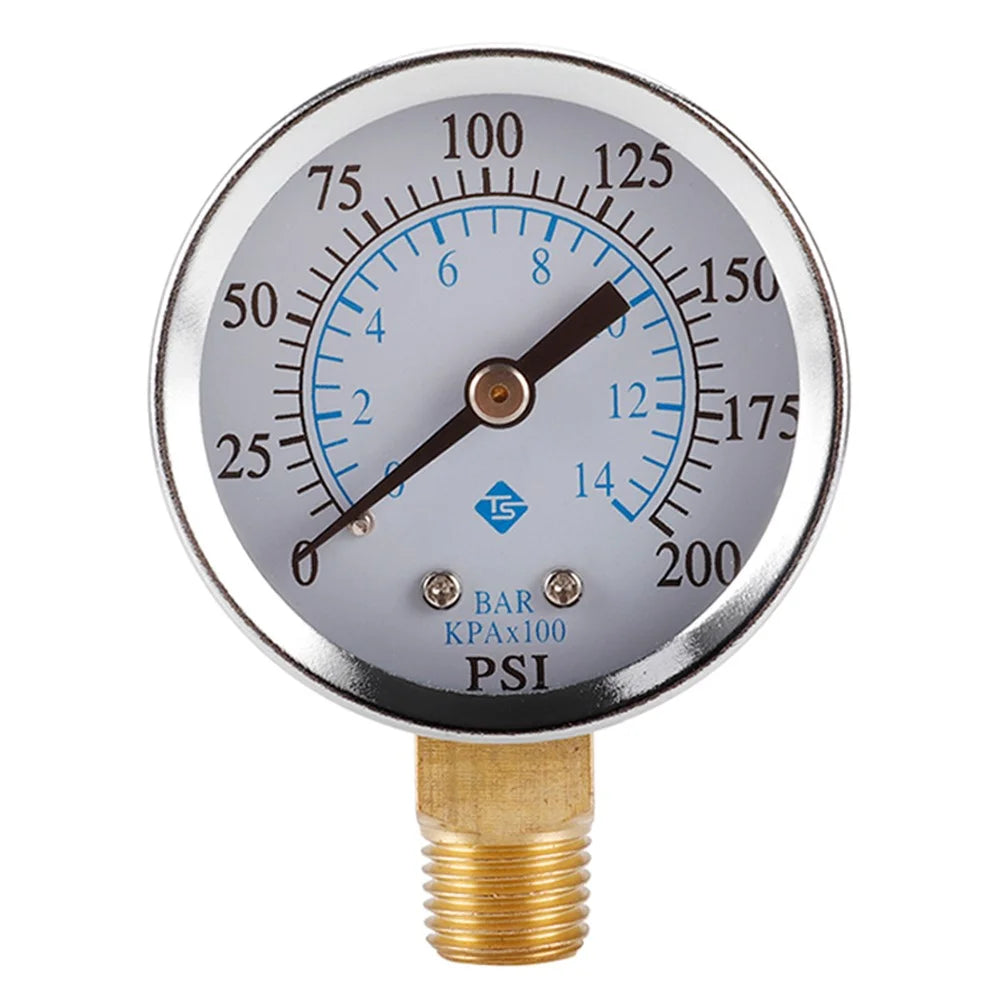TS-50-14 1 / 4'' NPT Bottom Mount Pressure Gauge Dual Scale Water Pressure Gauge 0-200 PSI Test Range Oil Pressure Gauge - 1