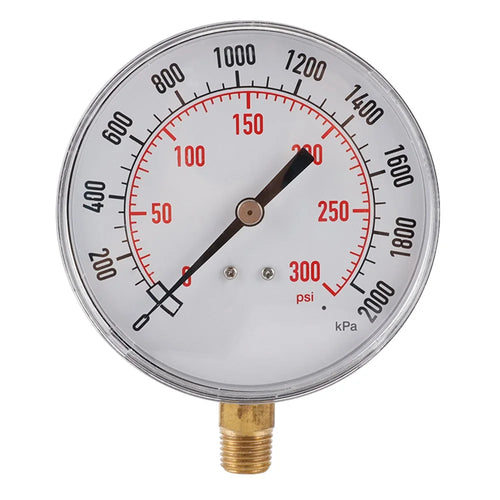 TS-Y91 Large 90mm Dial Oil Gas Pressure Gauge 0-300 PSI / 0-2000 KPA Range Dual Scale Water Pressure Gauge - 1
