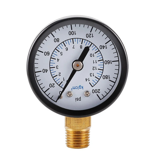 TS-50-14kg / cm2 50mm Dial Gas Pressure Gauge Stainless Steel Dual Scale Oil Water Pressure Gauge with 1 / 4'' NPT Mount - 1