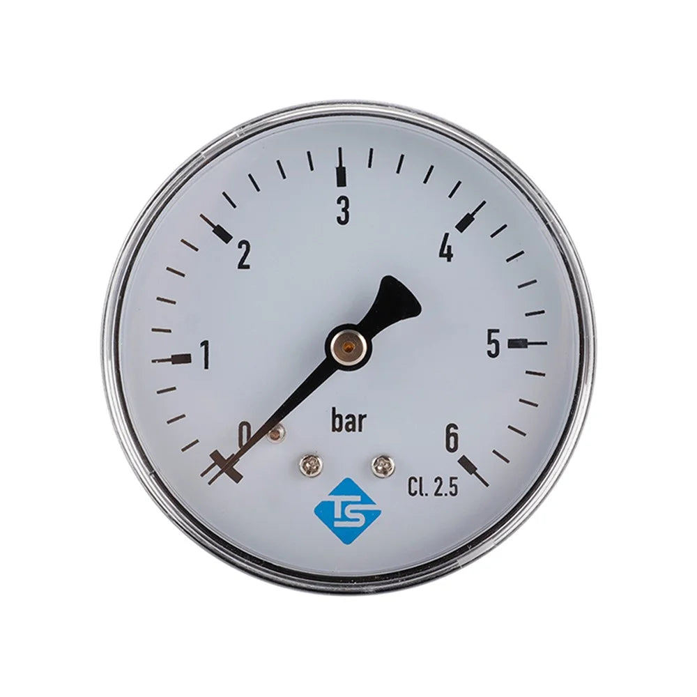 TS-60-6bar High Precision 60mm Large Dial Pressure Gauge 0-6 Bar Water / Gas / Air Pressure Measurement Tool with 1 / 4'' NPT Bottom Mount - 1