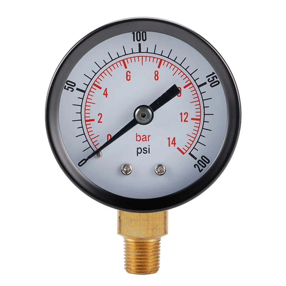 TS-Z52 0-200 PSI / 0-14 Bar Range Gas Pressure Gauge Stainless Steel Dual Scale Multipurpose Oil Water Pressure Gauge - 1
