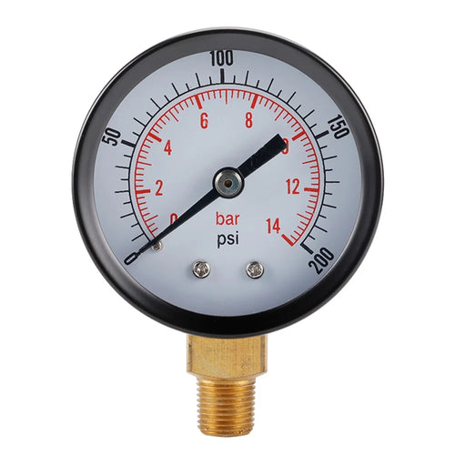 TS-Z52 0-200 PSI / 0-14 Bar Range Gas Pressure Gauge Stainless Steel Dual Scale Multipurpose Oil Water Pressure Gauge - 1