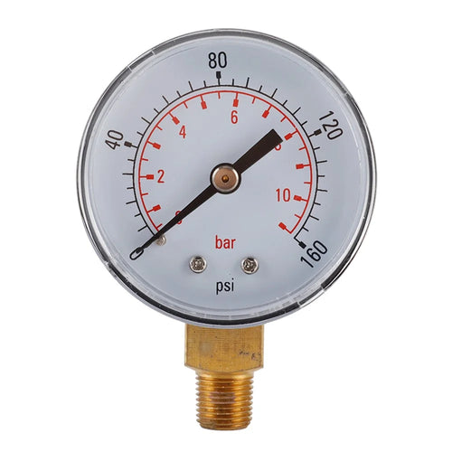 TS-Z53 Water Pressure Gauge Dual Scale Gas Pressure Gauge 0-160 PSI / 0-11 Bar Test Range Oil Pressure Gauge - 1