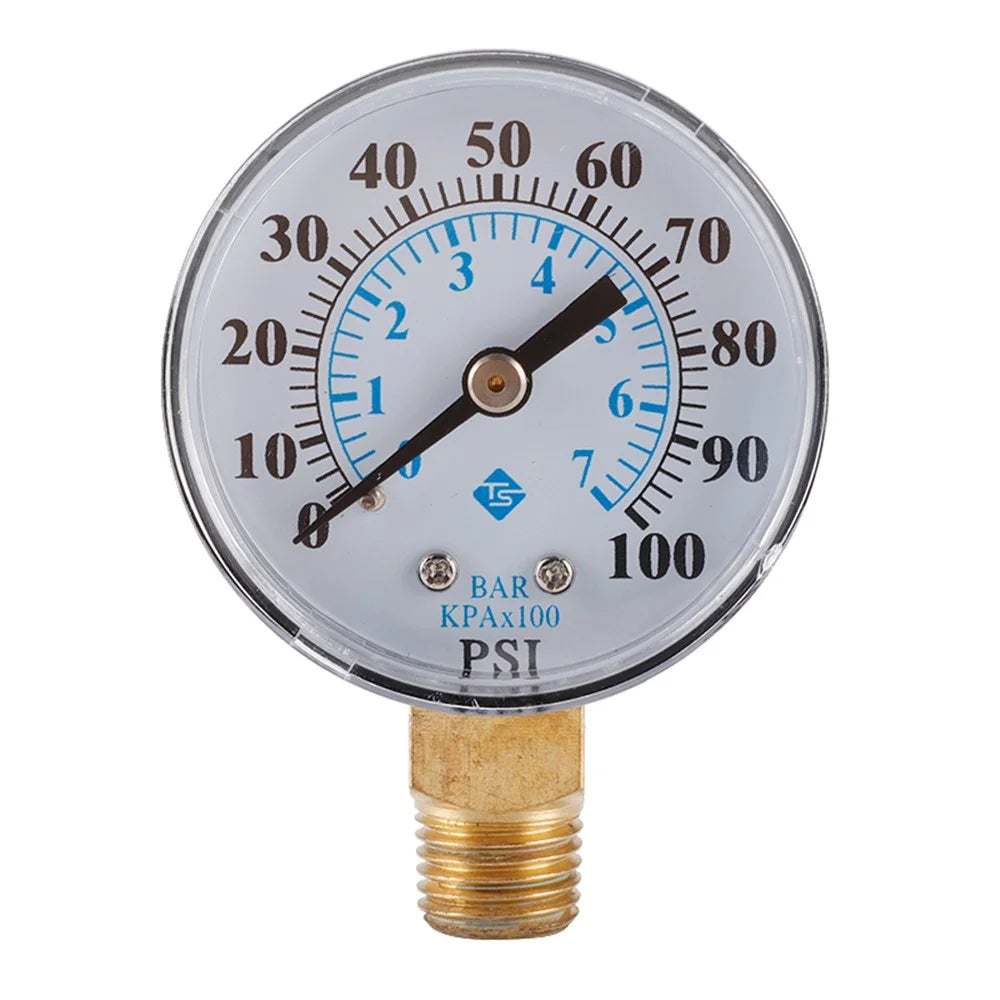 TS-Z54 0-100 PSI / 0-7 Bar Dual Scale Pressure Gauge Pool Filter Aquarium Water Air Gas Pressure Gauge Meter 1 / 4 NPT Bottom Mount - 1