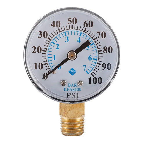 TS-Z54 0-100 PSI / 0-7 Bar Dual Scale Pressure Gauge Pool Filter Aquarium Water Air Gas Pressure Gauge Meter 1 / 4 NPT Bottom Mount - 1