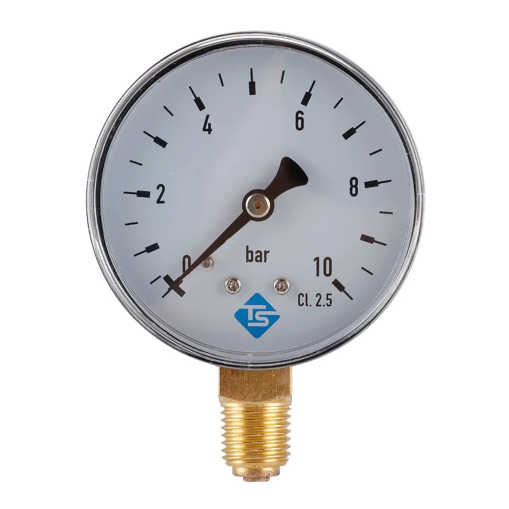 TS-60-10bar 60mm Dial Pressure Gauge 0-10 Bar Water  /  Gas  /  Air Pressure Measurement Tool with 1  /  4 NPT Bottom Mount - 1