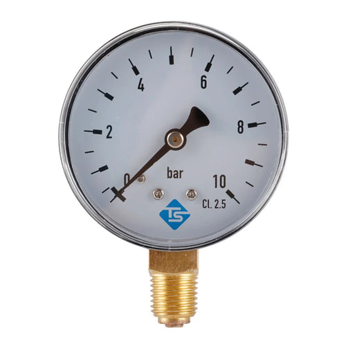 TS-60-10bar 60mm Dial Pressure Gauge 0-10 Bar Water  /  Gas  /  Air Pressure Measurement Tool with 1  /  4 NPT Bottom Mount - 1