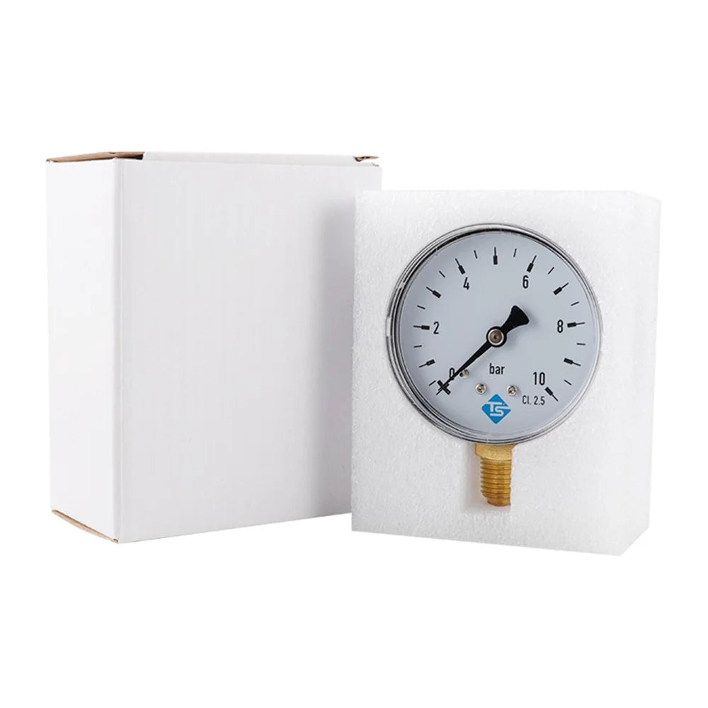 TS-60-10bar 60mm Dial Pressure Gauge 0-10 Bar Water  /  Gas  /  Air Pressure Measurement Tool with 1  /  4 NPT Bottom Mount - 7