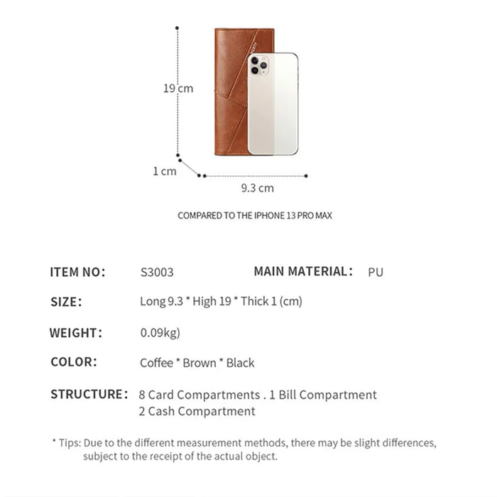 SUNICETY RFID Blocking PU Leather Ultra-thin Bi-fold Men Long Wallet Cards Cash Holder Bag - Coffee - 6