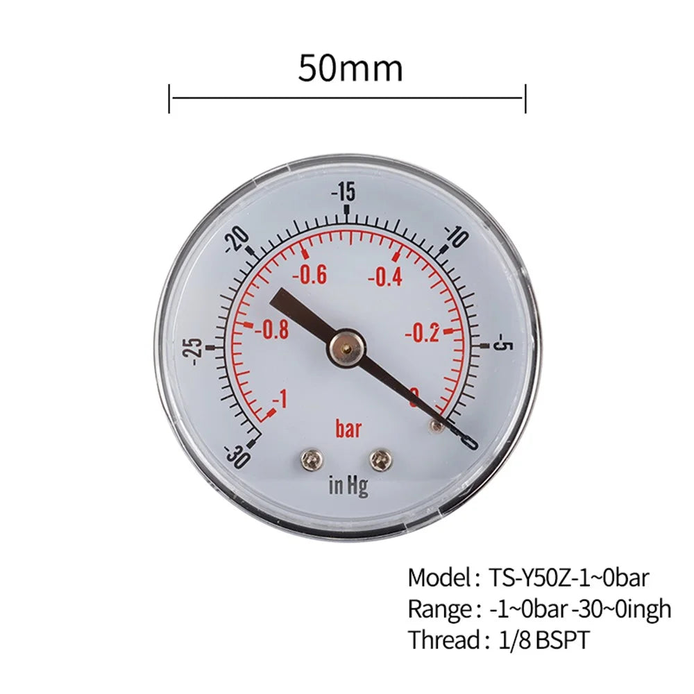 TS-Y50Z-1-0bar Axial Air Pressure Gauge -1-0 Bar Hydraulic Oil Water Pressure Meter Gauge - 7