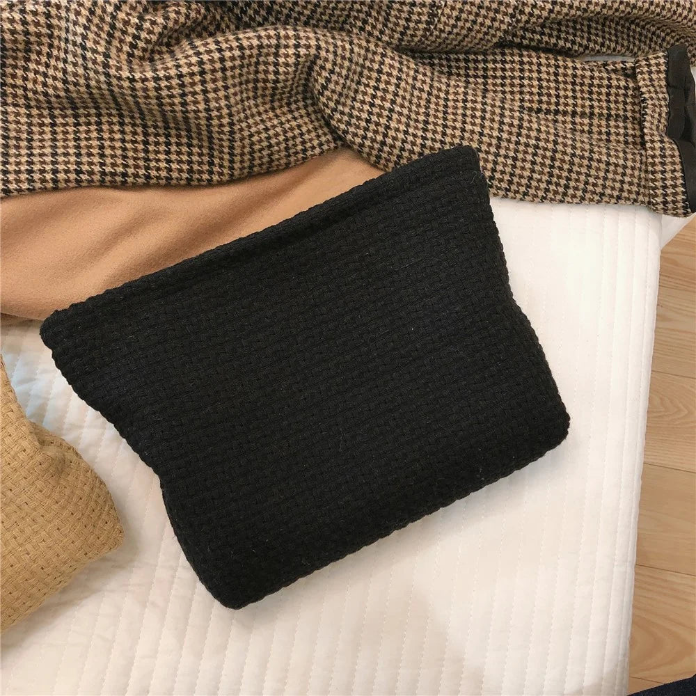 130 Knitted Style Makeup Handy Carrying Bag Large Capacity Toiletries Organizer Bag Cosmetic Storage Pouch for Travel - Black - 3
