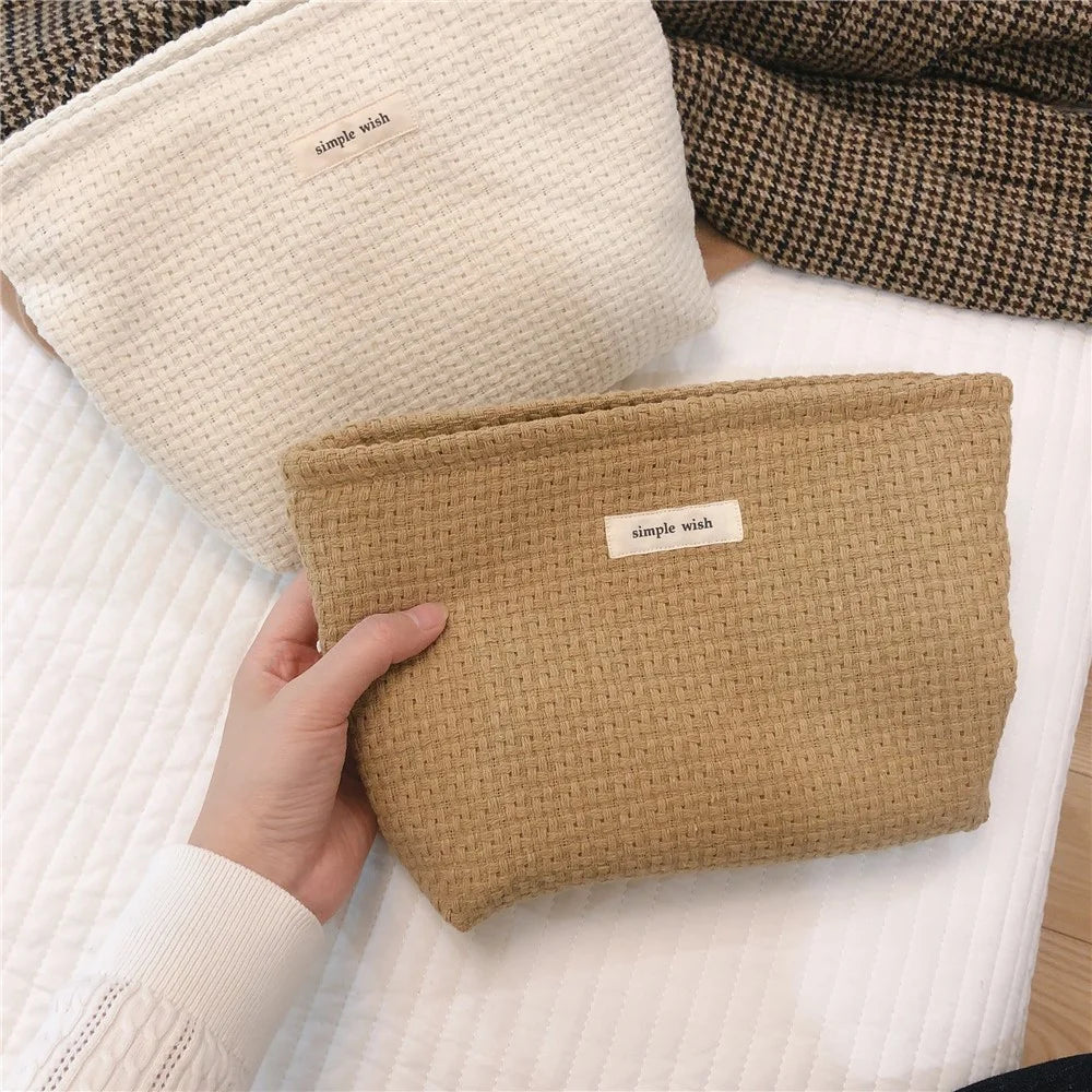 130 Knitted Style Makeup Handy Carrying Bag Large Capacity Toiletries Organizer Bag Cosmetic Storage Pouch for Travel - Black - 5