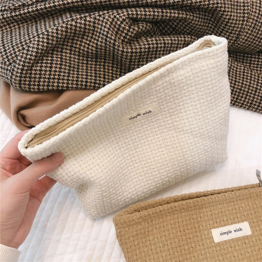 130 Knitted Style Makeup Handy Carrying Bag Large Capacity Toiletries Organizer Bag Cosmetic Storage Pouch for Travel - Black - 6