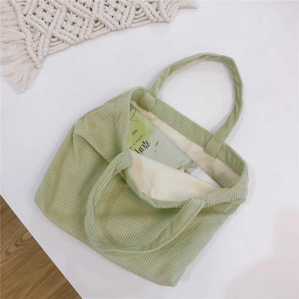 169 Handbag Makeup Storage Pouch Soft Corduroy Toiletries Organizer Cosmetic Storage Bag for Women and Teen Girls - Green - 2