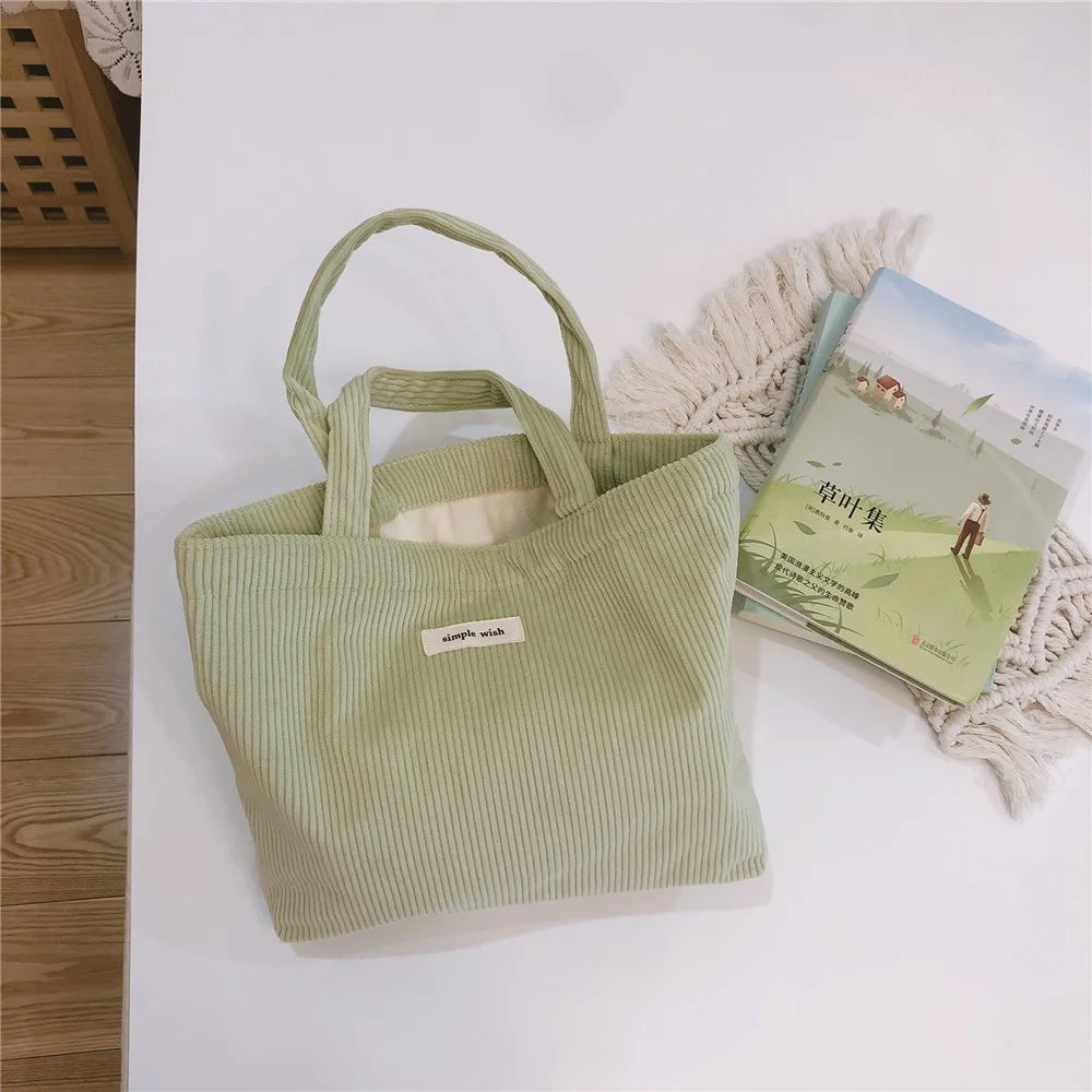 169 Handbag Makeup Storage Pouch Soft Corduroy Toiletries Organizer Cosmetic Storage Bag for Women and Teen Girls - Green - 3
