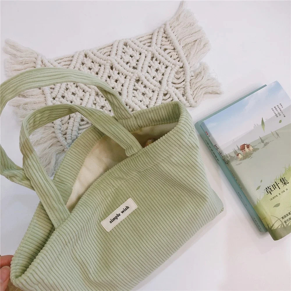169 Handbag Makeup Storage Pouch Soft Corduroy Toiletries Organizer Cosmetic Storage Bag for Women and Teen Girls - Green - 4