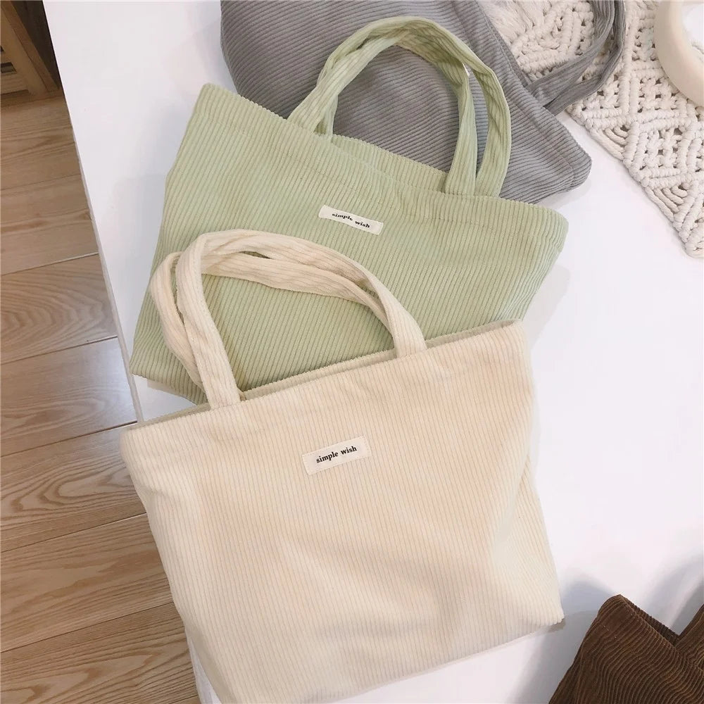 169 Handbag Makeup Storage Pouch Soft Corduroy Toiletries Organizer Cosmetic Storage Bag for Women and Teen Girls - Green - 6