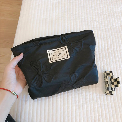 87 Large Canvas Toiletries Women Teen Girls Makeup Storage Pouch Wear-resistant Cosmetic Organizer Travel Bag - Black - 1