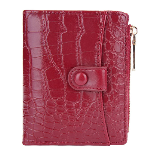 BAELLERRY N2381 Women Multiple Card Slots Crocodile Texture PU Leather Bi-fold Short Wallet with Zipper Pocket - Red - 2