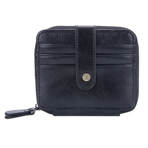 BAELLERRY D9322 Accordion Style PU Leather Retro Card Bag Zipper Coin Purse Cash Cards Storage Bag - Black - 2