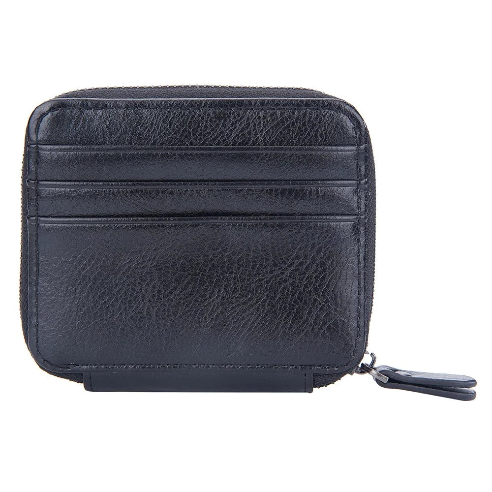 BAELLERRY D9322 Accordion Style PU Leather Retro Card Bag Zipper Coin Purse Cash Cards Storage Bag - Black - 3