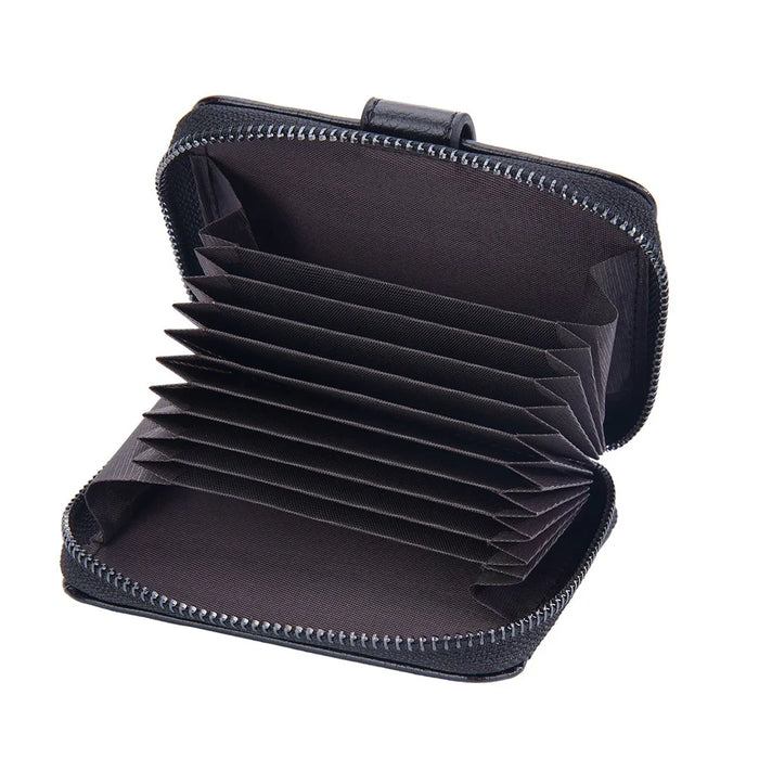BAELLERRY D9322 Accordion Style PU Leather Retro Card Bag Zipper Coin Purse Cash Cards Storage Bag - Black - 4