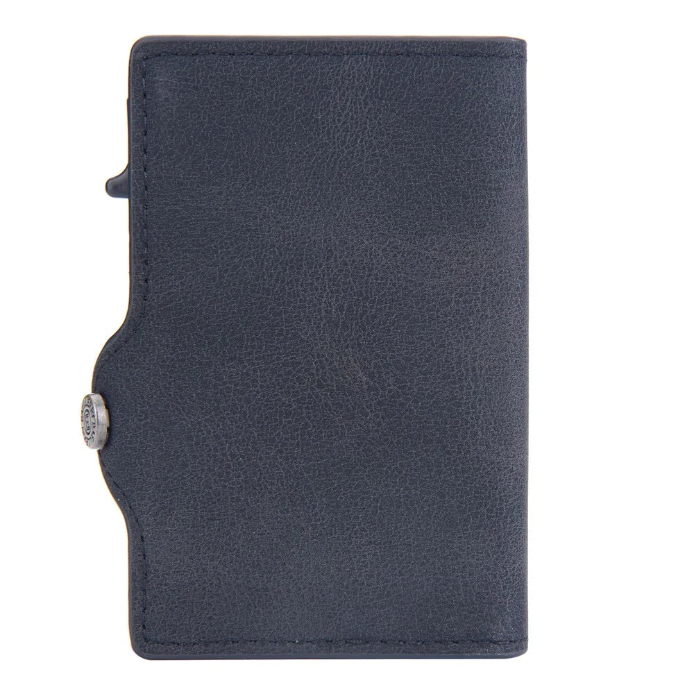 BAELLERRY K9296 Side Push Button Design RFID Blocking Card Holder Retro PU Leather + Aluminum Alloy Men Credit Card Carrying Bag - Black - 3