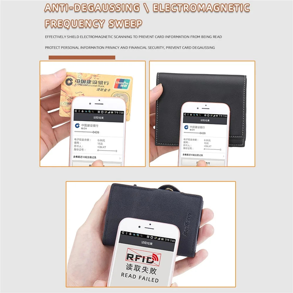 BAELLERRY K9296 Side Push Button Design RFID Blocking Card Holder Retro PU Leather + Aluminum Alloy Men Credit Card Carrying Bag - Black - 6