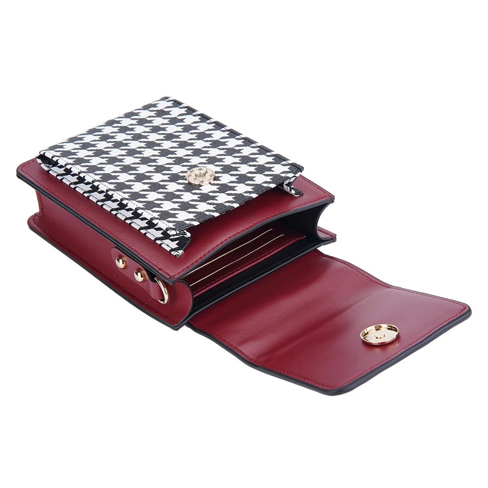 BAELLERRY N8626 Contrast Color PU Leather Magnetic Button Phone Carrying Pouch Stylish Women Cards Cash Holder Crossbody Bag - Red - 4