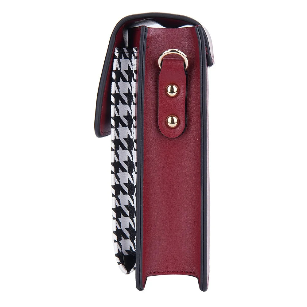 BAELLERRY N8626 Contrast Color PU Leather Magnetic Button Phone Carrying Pouch Stylish Women Cards Cash Holder Crossbody Bag - Red - 5
