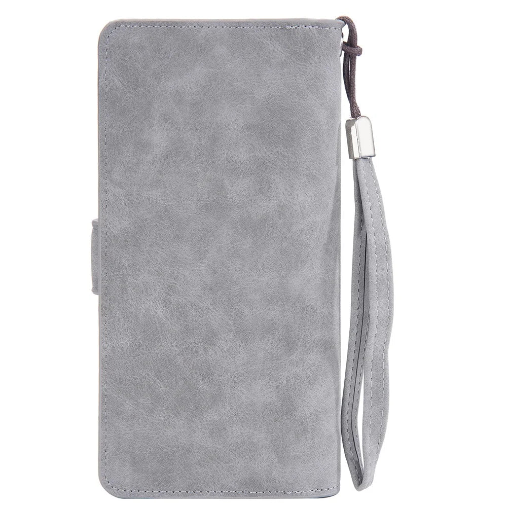 BAELLERRY S1070 Frosted PU Leather Men Long Wallet Zipper Pocket Cards Cash Holder Clutch Bag with Wrist Strap - Grey - 3