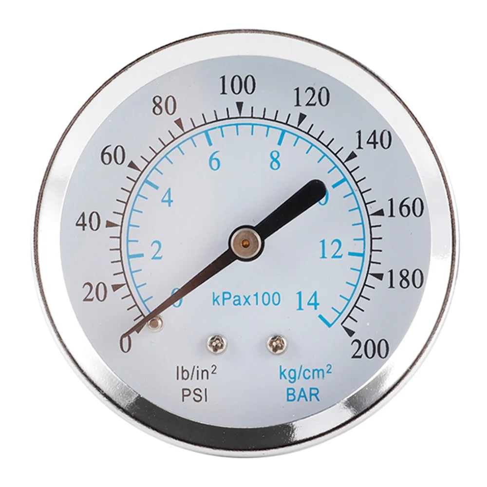 TS-Y60Z8-14kg / cm2 60mm Dial Gas Pressure Gauge Stainless Steel Dual Scale Oil Water Pressure Gauge with 1 / 8'' NPT Mount - 1