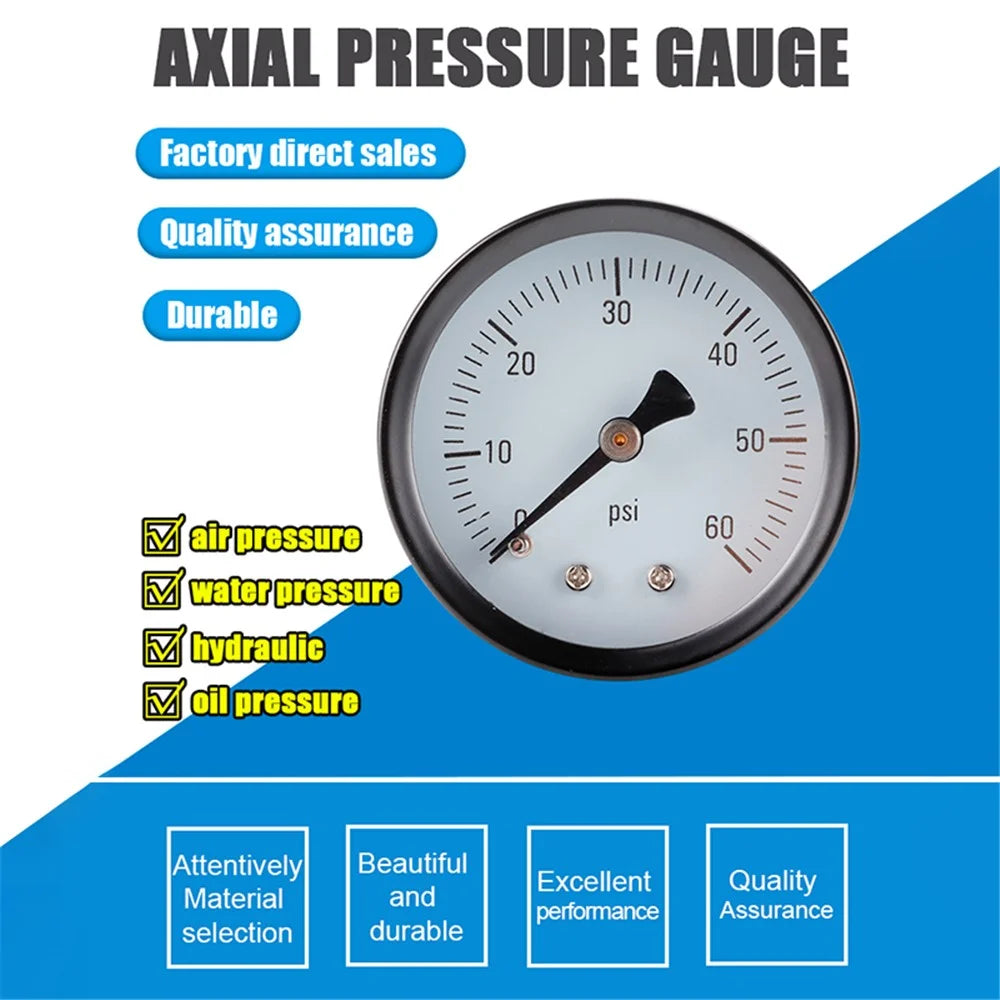 TS-Y50Z-60psi Vacuum Pressure Gauge 0-60 PSI Water Gas Air Pressure Gauge Compressor 1 / 4'' NPT Bottom Mount - 2