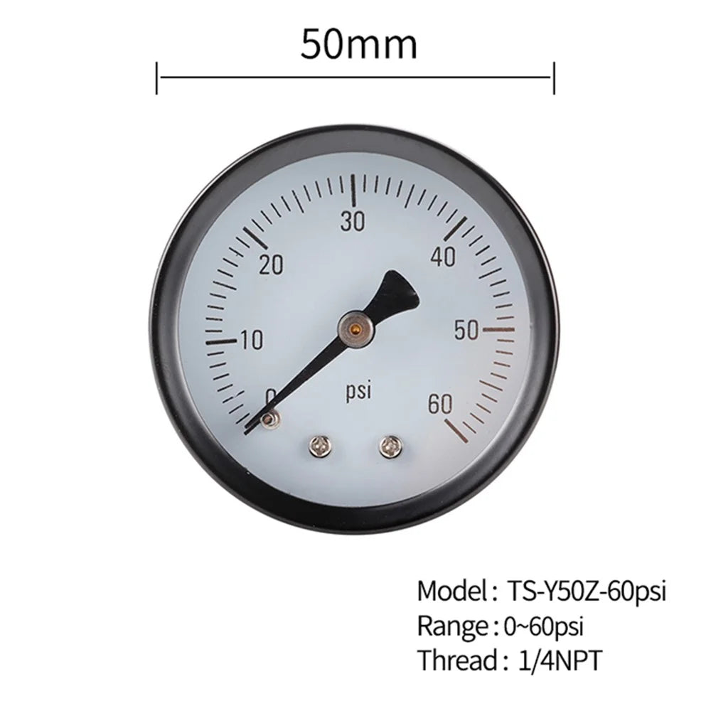 TS-Y50Z-60psi Vacuum Pressure Gauge 0-60 PSI Water Gas Air Pressure Gauge Compressor 1 / 4'' NPT Bottom Mount - 7