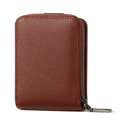 SUNICETY Litchi Texture PU Leather Card Holder Pouch Compact Size Bank Card Driver's License Storage Bag Wallet  for Men - Brown - 2