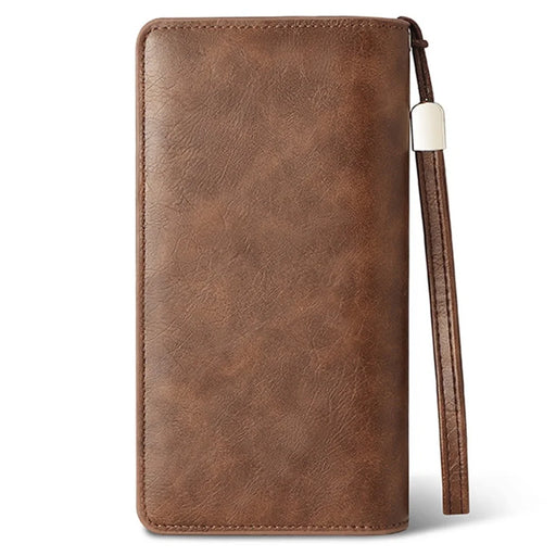 SUNICETY Men's Long Wallet RFID Blocking Card Storage Pouch Money Cash Coin Carrying Bag Cell Phone Clutch Purse - Coffee - 2