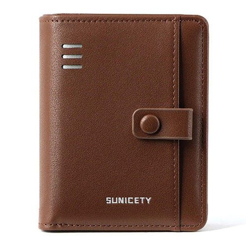 SUNICETY Business Style Wallet for Men, Anti-Scratch PU Leather RFID Blocking Cash Money Storage Pouch Card Carrying Bag with Multiple Card Slots - Coffee - 1