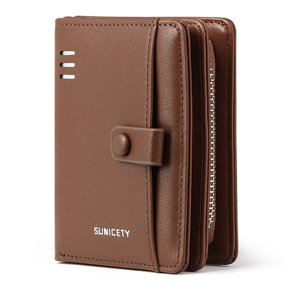 SUNICETY Business Style Wallet for Men, Anti-Scratch PU Leather RFID Blocking Cash Money Storage Pouch Card Carrying Bag with Multiple Card Slots - Coffee - 2