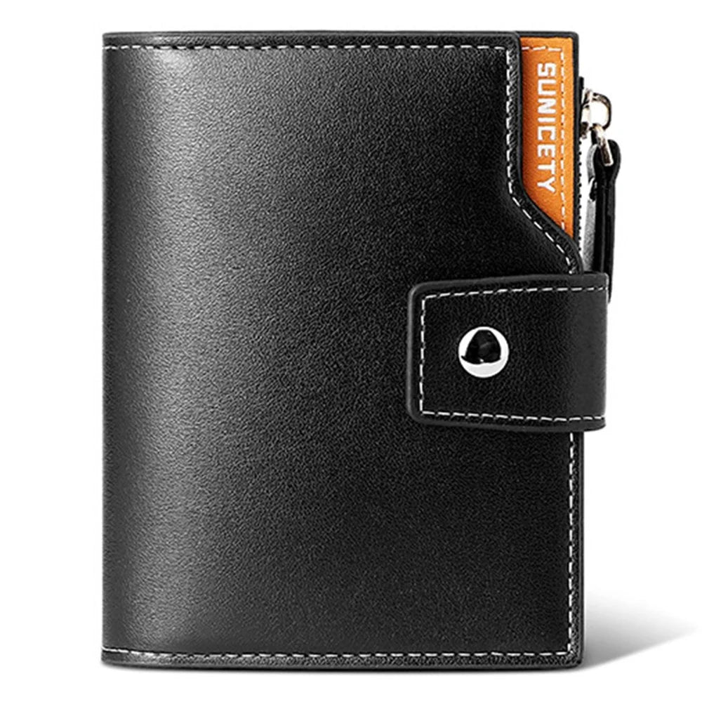 SUNICETY Bi-color Style Wallet RFID Blocking PU Leather Card Storage Pouch Anti-theft Zipper Pocket Cash Money Holder Coin Bag - Black - 1