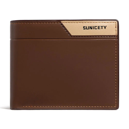 SUNICETY Men's Wallet RFID Blocking Card Storage Pouch Money Cash Coin Carrying Bag with Multiple Card Slots and Zipper Pocket - Coffee - 1