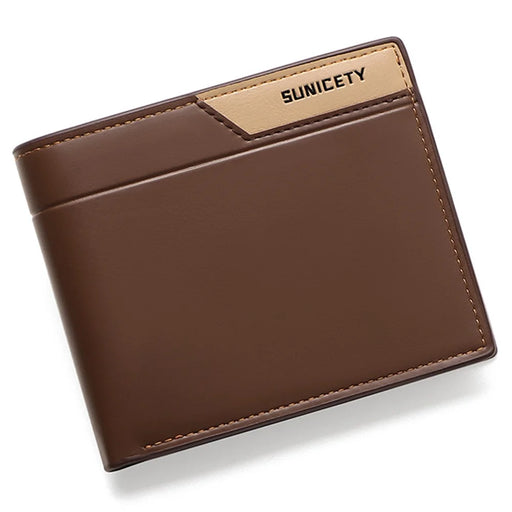SUNICETY Men's Wallet RFID Blocking Card Storage Pouch Money Cash Coin Carrying Bag with Multiple Card Slots and Zipper Pocket - Coffee - 2