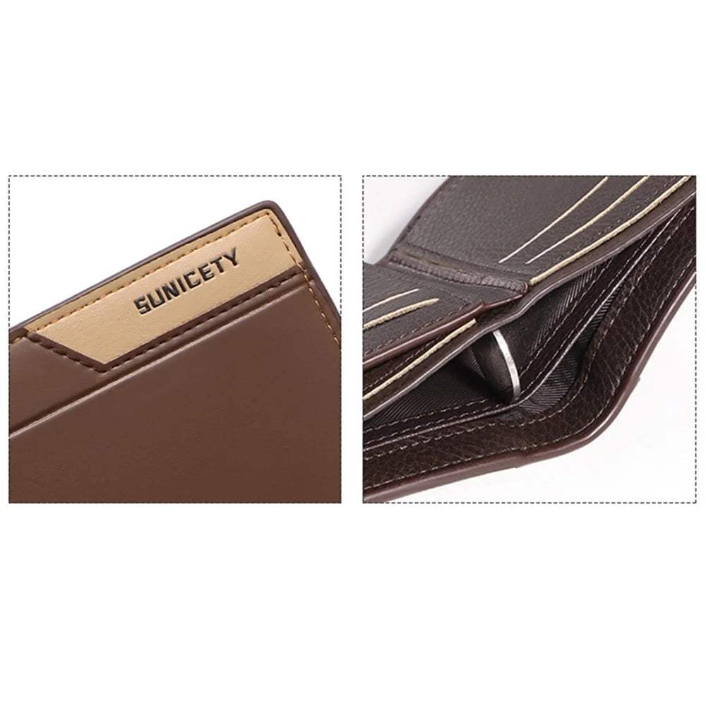SUNICETY Men's Wallet RFID Blocking Card Storage Pouch Money Cash Coin Carrying Bag with Multiple Card Slots and Zipper Pocket - Coffee - 7