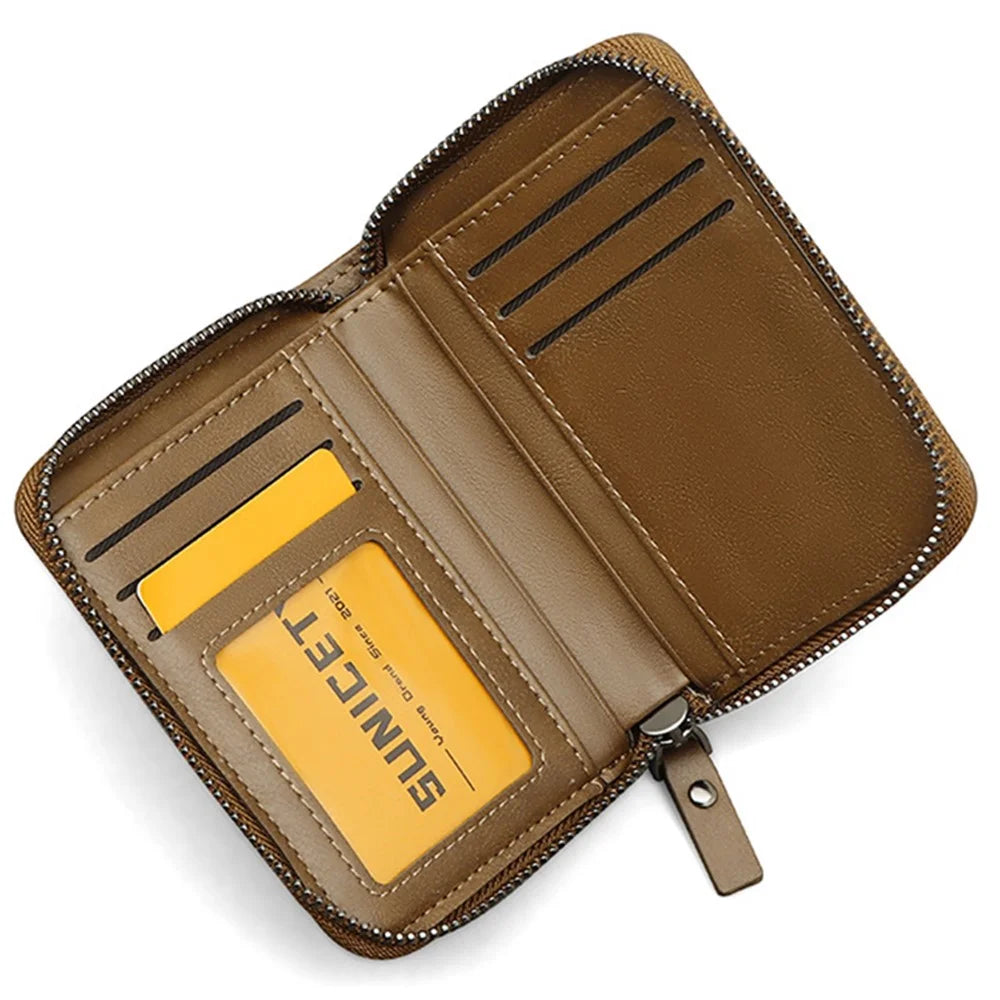 SUNICETY Retro Style PU Leather Card Carrying Bag Money Cash Coin Storage Pouch RFID Blocking Wallet - Brown - 4