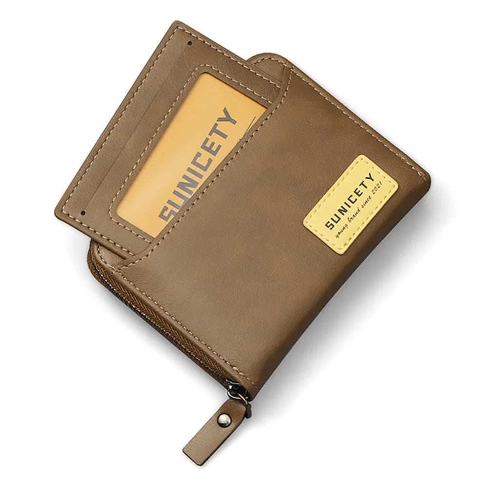 SUNICETY Retro Style PU Leather Card Carrying Bag Money Cash Coin Storage Pouch RFID Blocking Wallet - Brown - 5