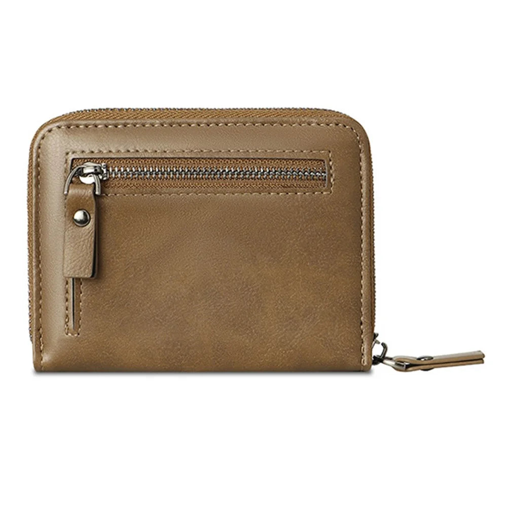 SUNICETY Retro Style PU Leather Card Carrying Bag Money Cash Coin Storage Pouch RFID Blocking Wallet - Brown - 7