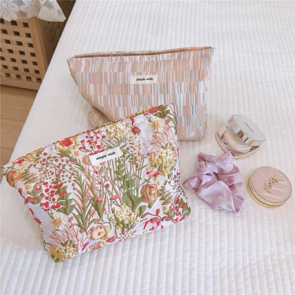 536 Romantic Retro Cosmetic Bag Large Capacity Makeup Bag Travel Toiletry Bag Accessories Organizer Pouch - Flowers - 6