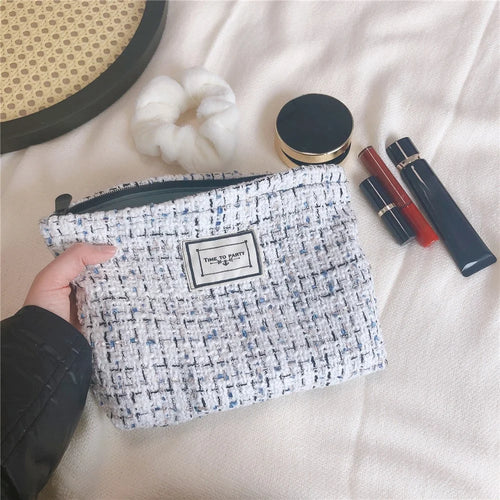 621 Portable Canvas Cosmetic Bag Makeup Bag  Large Capacity Travel Toiletry Bag Accessories Organizer Pouch - White - 1