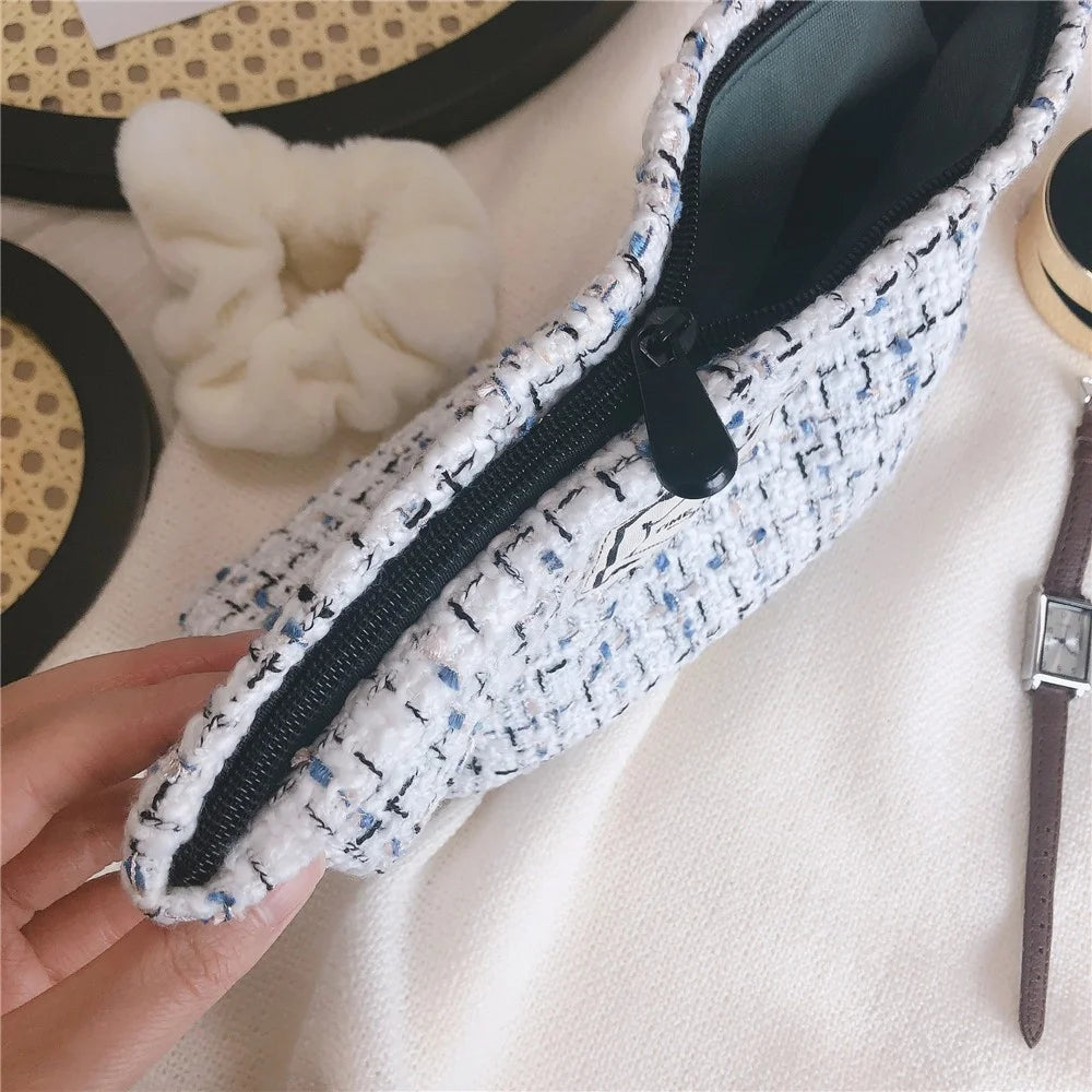 621 Portable Canvas Cosmetic Bag Makeup Bag  Large Capacity Travel Toiletry Bag Accessories Organizer Pouch - White - 7